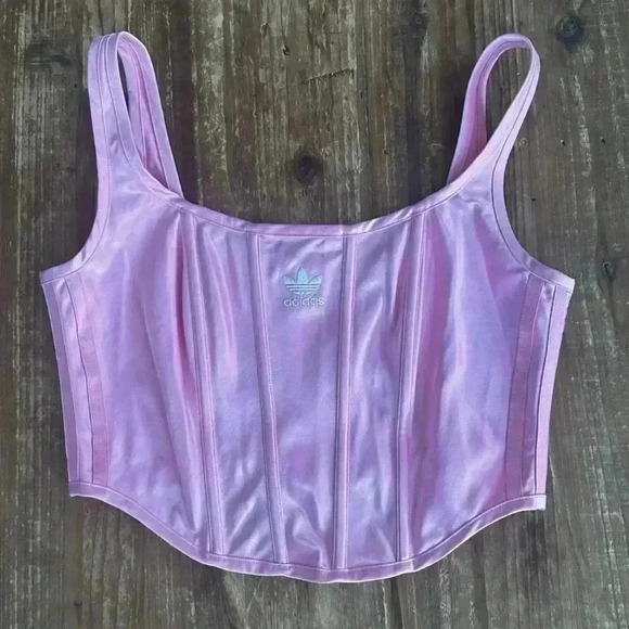 adidas Originals Tops - Adidas Originals pink satin corset cropped top